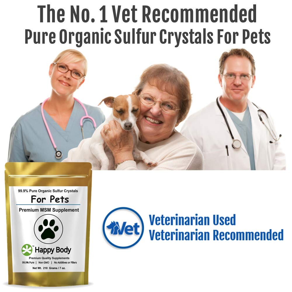HAPPY BODY Pure MSM Joint Supplement for Dogs, Cats, & Horses - 100% Additive-Free - High Performance, Supports Senior Pets Well